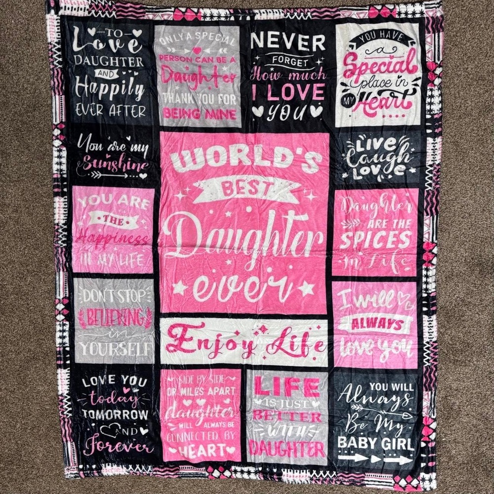 World's Best Daughter Pink Fleece Throw Blanket 39x49 Good